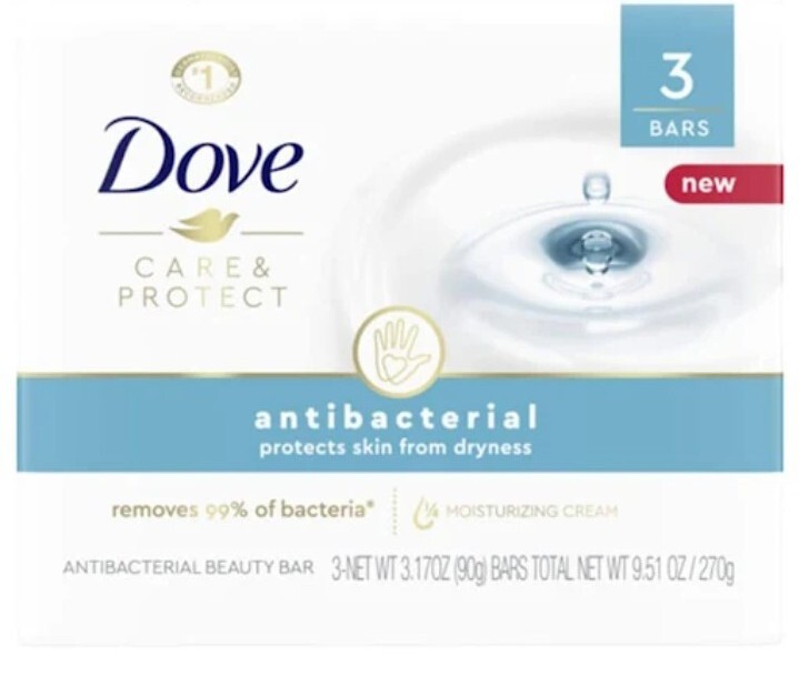 NEW! DOVE (6-BARS) 3.17 Oz. Bars ●ANTIBACTERIAL● Beauty Cream Bars Care/Protect.