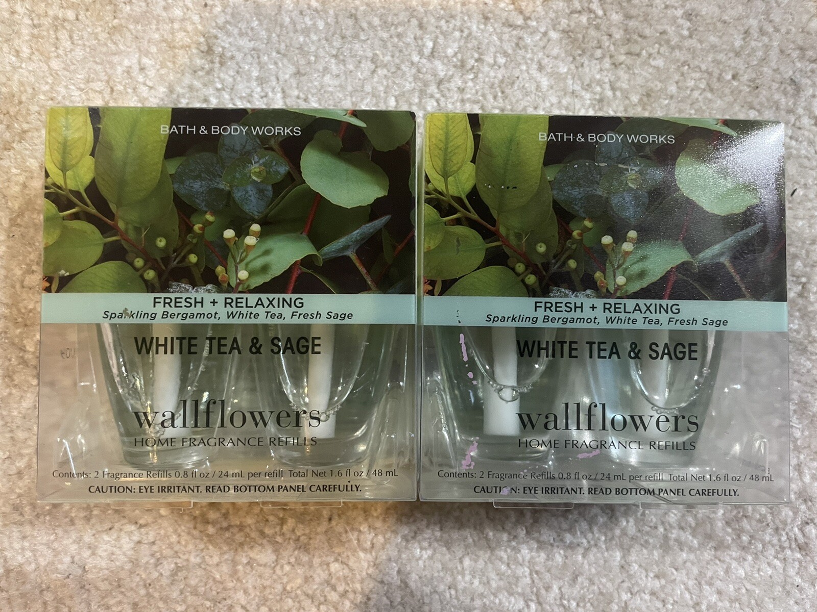 Bath & Body Works Wallflowers NEW Refill Plug-Ins Lot 4 WHITE TEA & SAGE