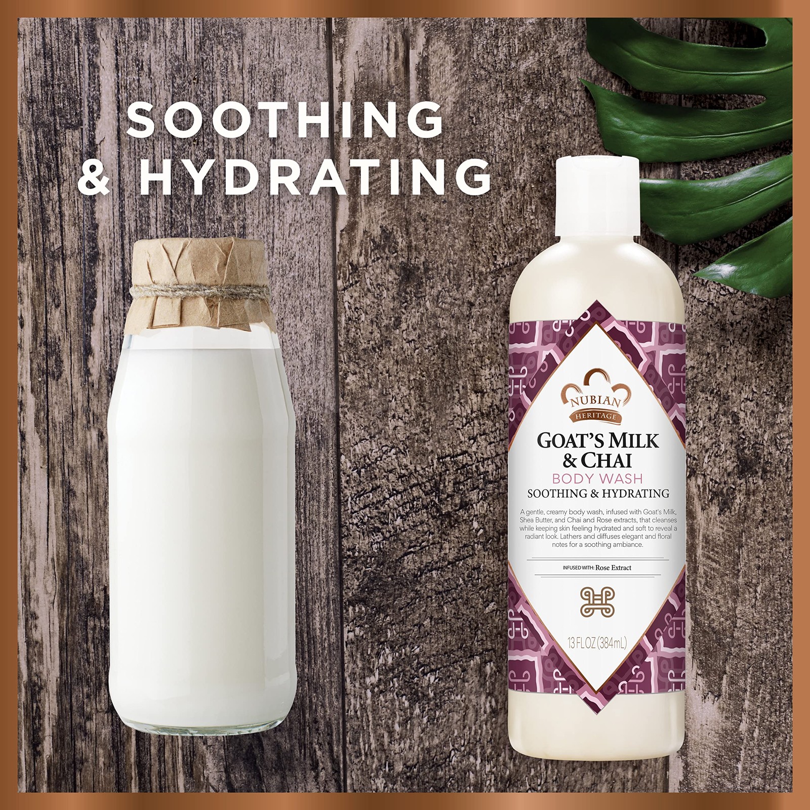 Nubian Heritage Body Wash Goats Milk and Chai 13 fluid ounces, Light Green