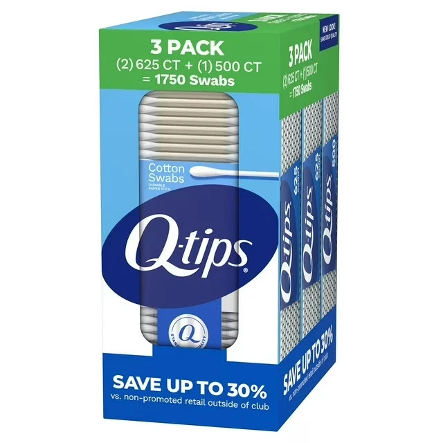 Q-tips Cotton Swabs, Flexible stick 1750 count., 3 pack. FREE SHIPPING