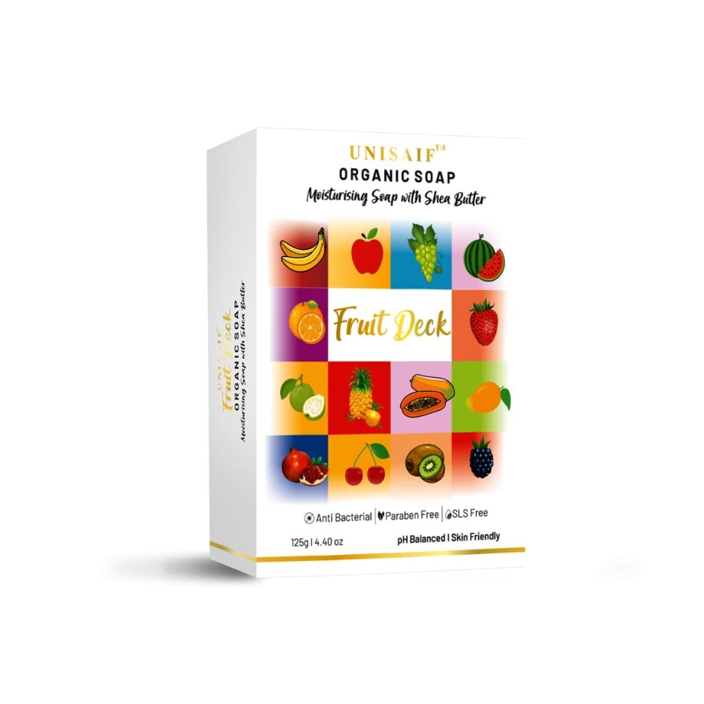 Unisaif Fruit Deck Organic Body Soap Bar, Moisturizing Soap With Shea Butter