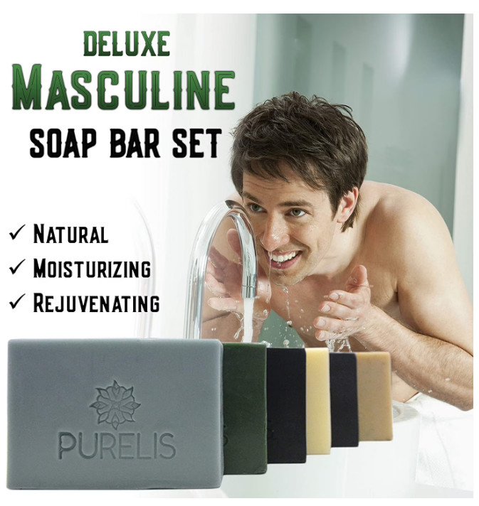 Pack of 6 pcs Purelis Mens Moisturizing Soap Bars Natural Organic Ingredients