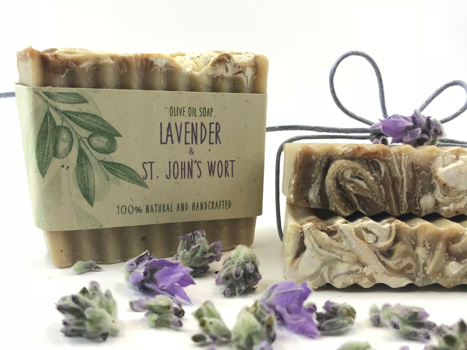 Set of 2 organic handmade lavender olive oil bar soaps antibacterial vegan