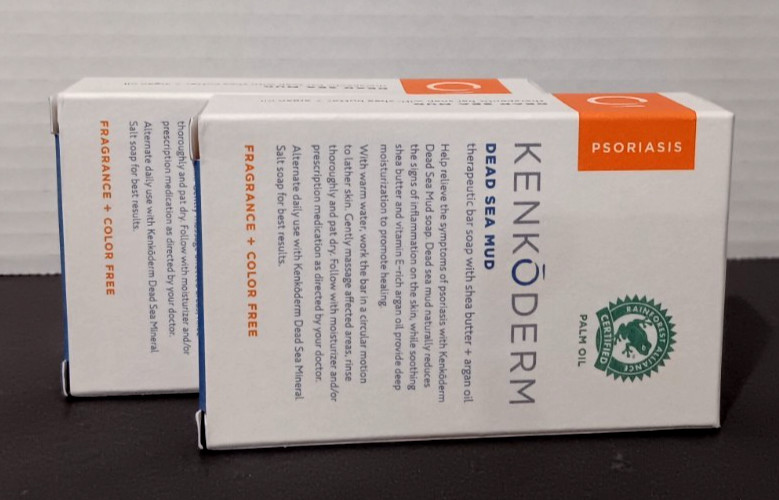 Kenkoderm Psoriasis Dead Sea Mud Soap w/ Argan Oil & Shea ~ 4.25 Oz (Pack of 2)