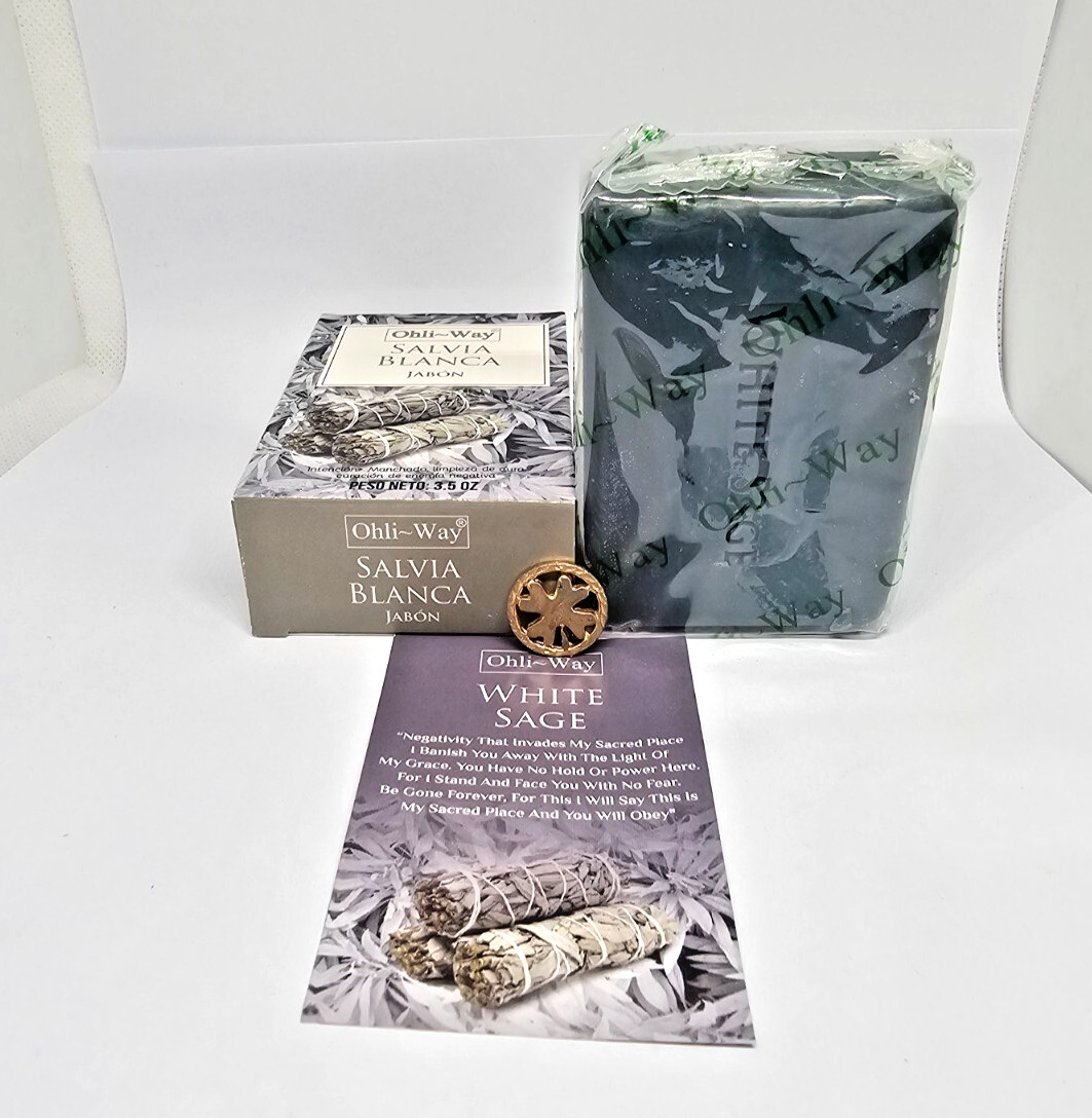 JABON SALVIA BLANCA / WHITE SAGE SOAP ALEJA LAS MALAS ENERGIAS LIMPIA MALA VIBRA