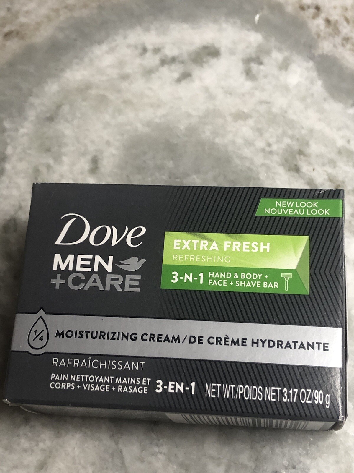 Dove-Men+Care Extra Fresh 1/4 Moisturizing Cream Body+Face Bar. 2.6oz/75gm.
