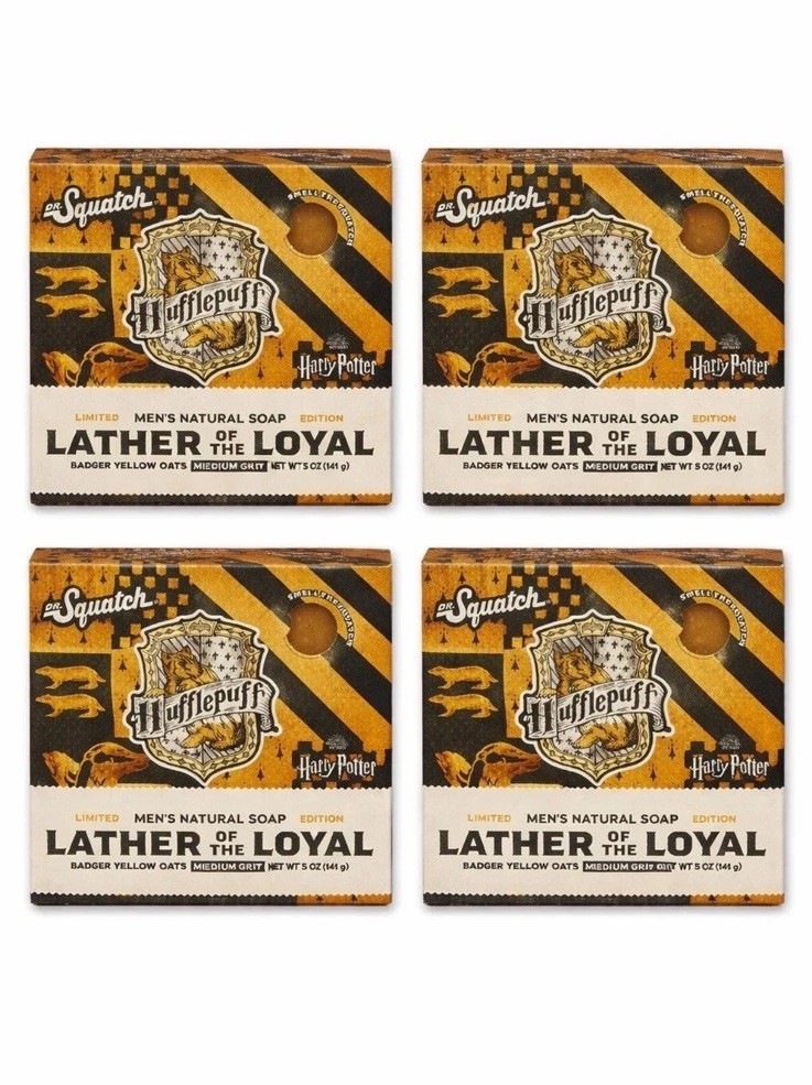 4 Pk 🧼 Dr Squatch Soap LEATHER Of THE LOYAL Harry Potter Hufflepuff House🛁