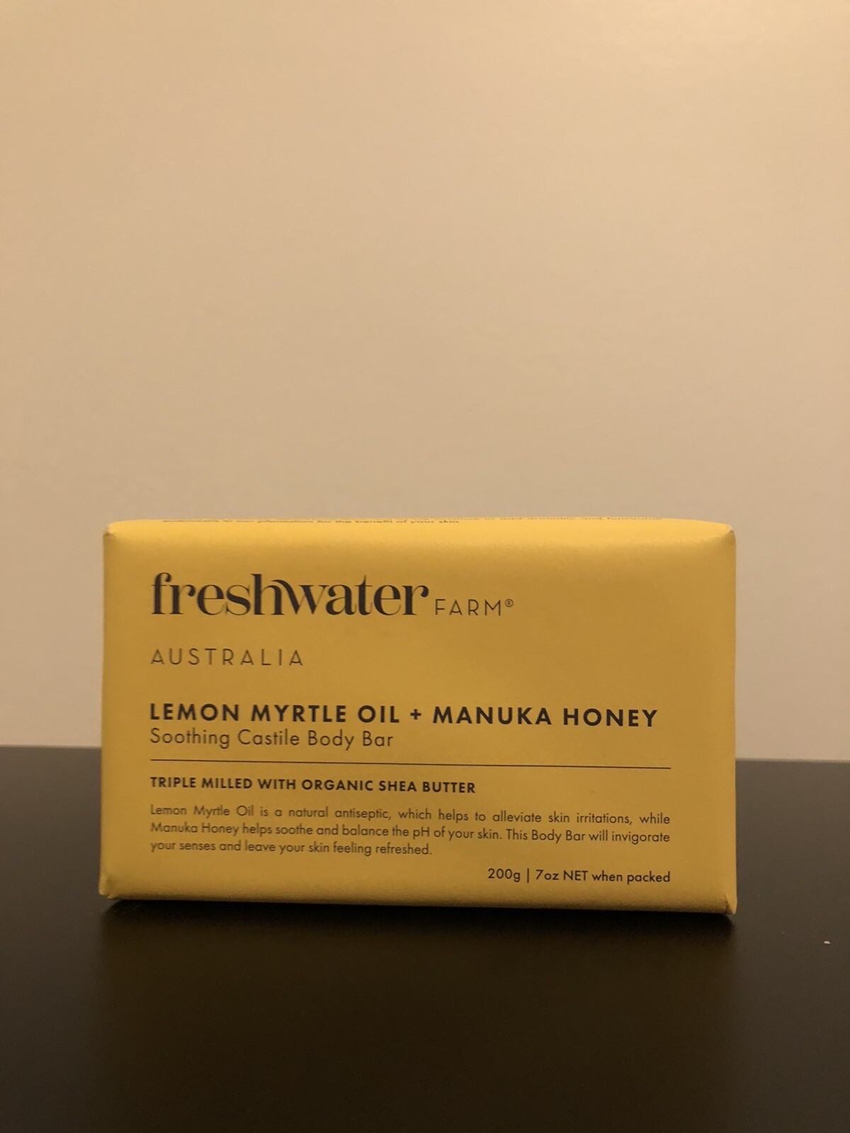 Freshwater Farm Australia Castile Bar Soap Lemon Myrtle Oil + Manuka Honey