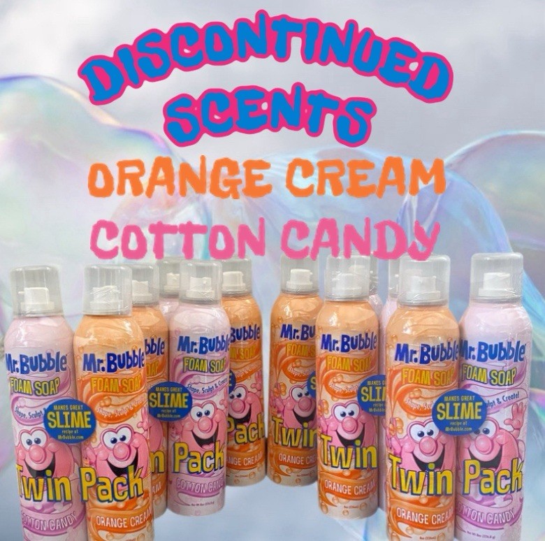 RARE Mr. Bubble Foam Soap Twin Pack – Orange Cream & Cotton Candy – DISCONTINUED