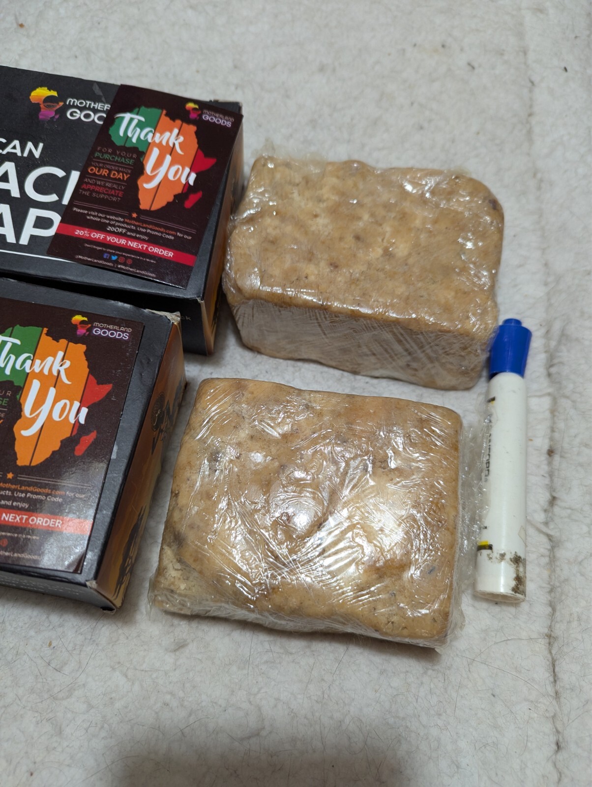 Motherland Goods / African black Soap 16 oz. bar X 2