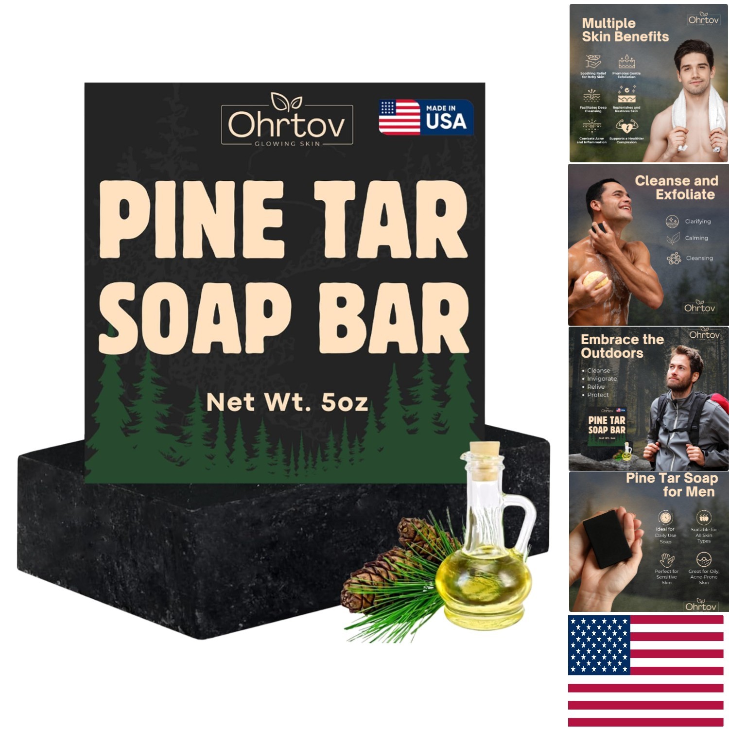 Earth-Based Pine Tar Soap – Cleansing Bar for Acne, Psoriasis & Skin Health