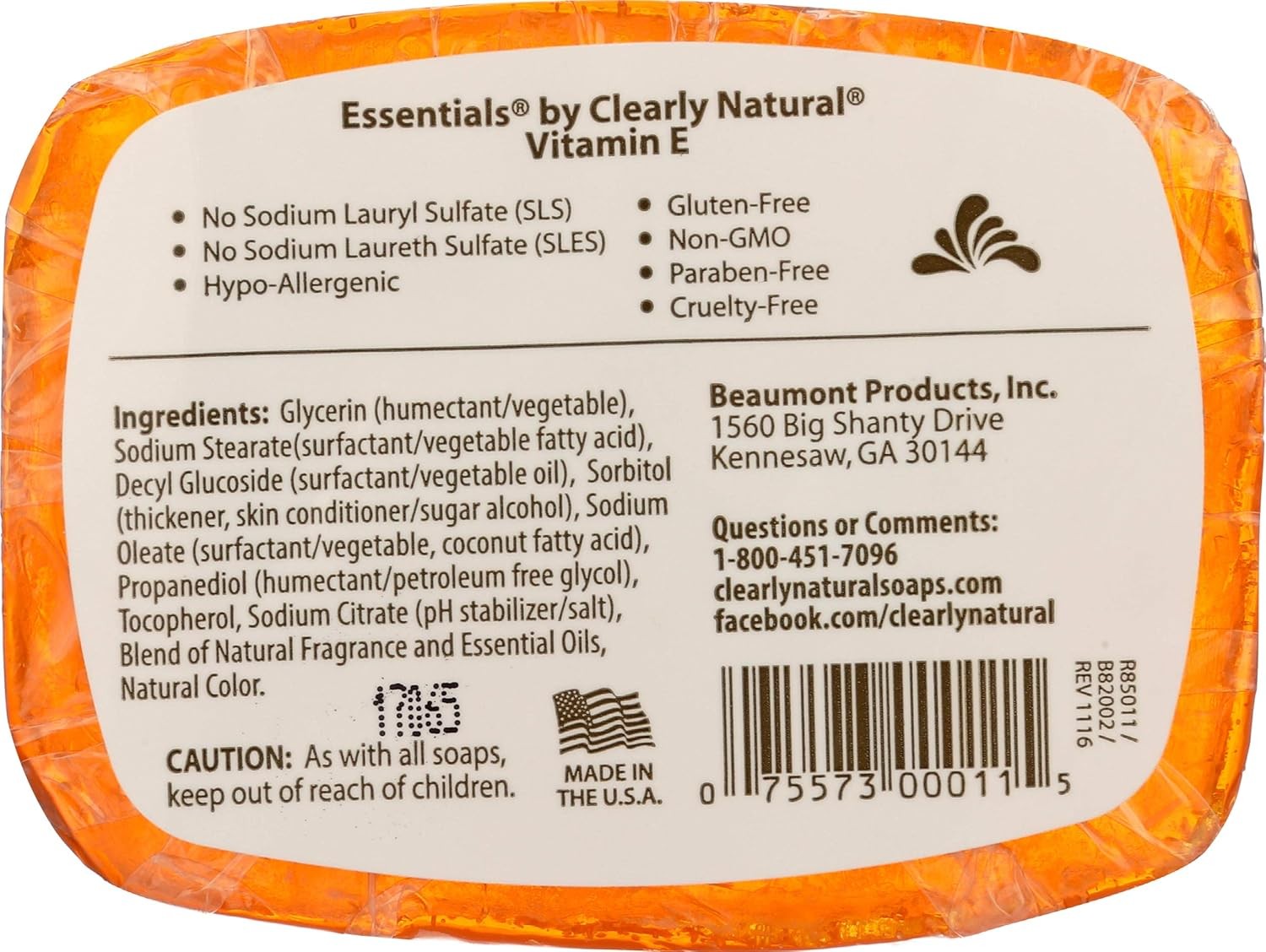 Clearly Natural Glycerine Bar Soap Vitamin, 4 oz