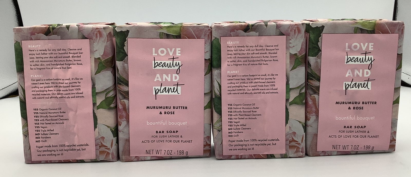 Lot Of 4 Love Beauty and Planet Bountiful Bouquet Murumuru Butter Rose Bar Soap
