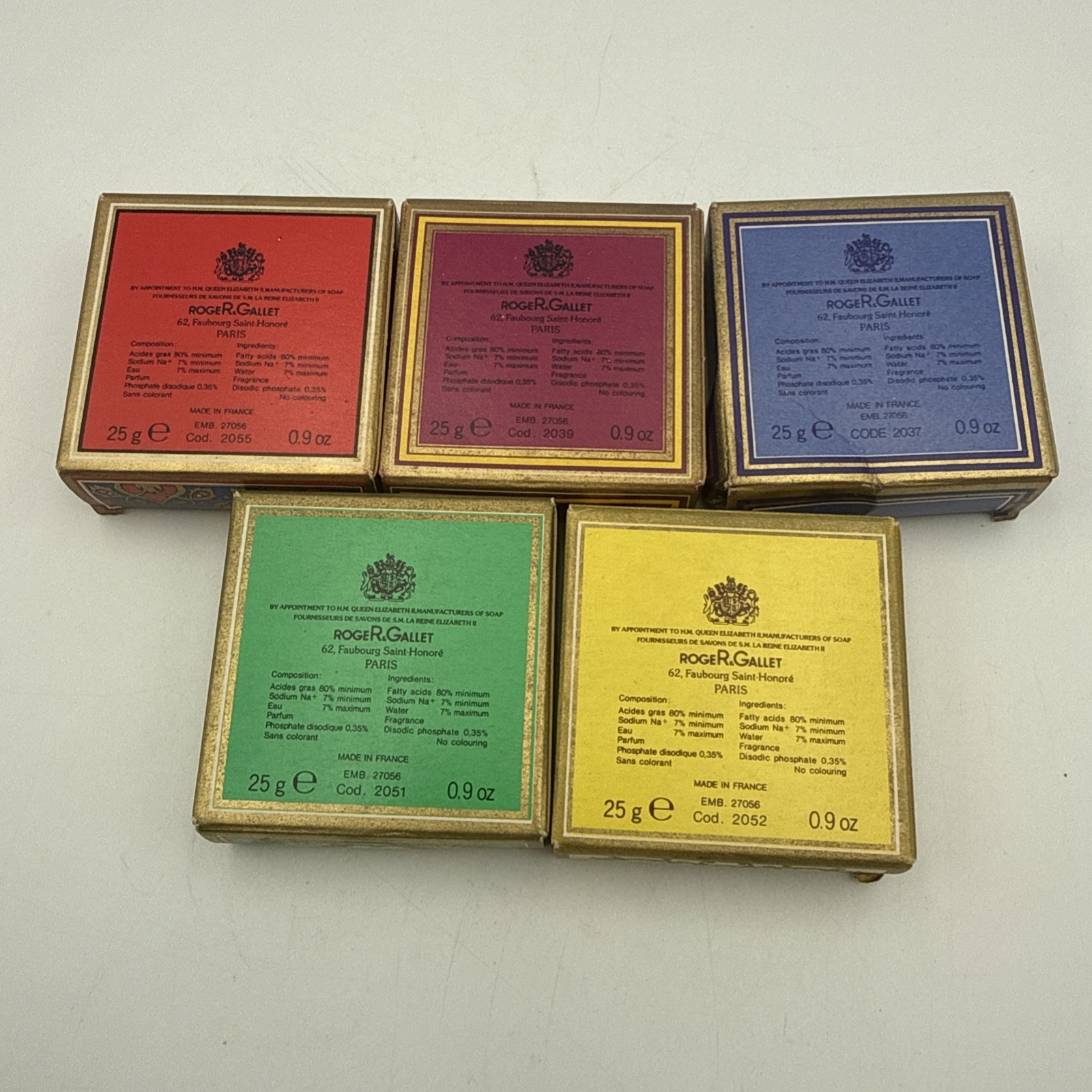 5pcs Roger & Gallet .4oz Soaps Mixed Lot Iris Lavender Tea Rose Sandalwood