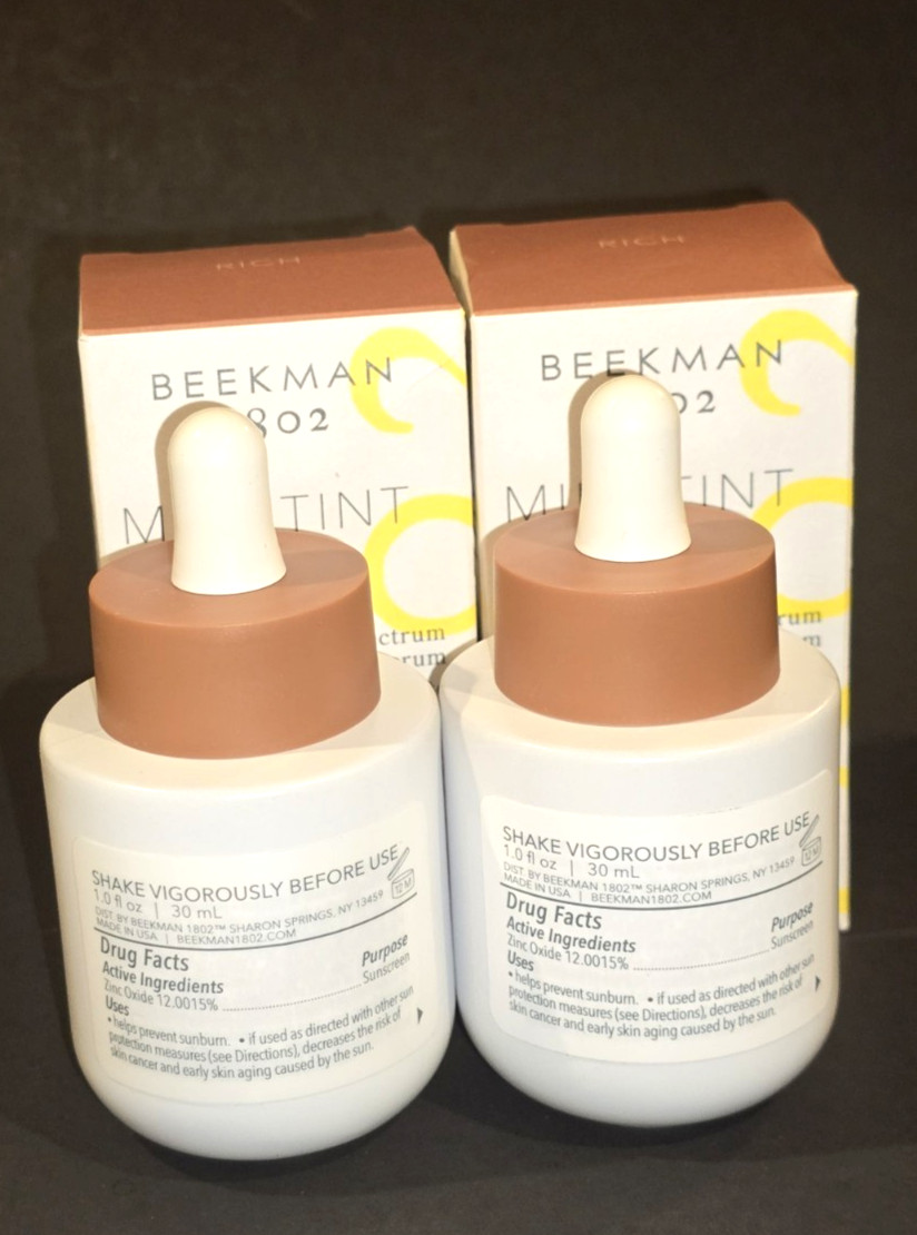 LOT of 2 BEEKMAN 1802 MILK TINT SPF 43 BROAD SPECTRUM TINTER RICH 30mL 6/26