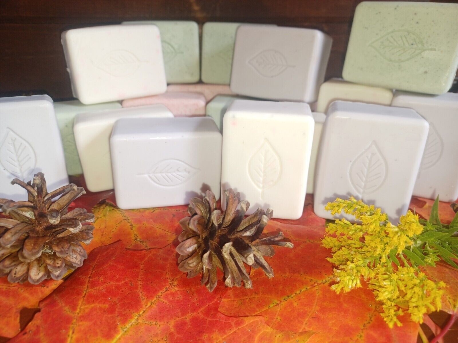Handmade Soaps, Fall Inspired 4pack-1 of each -Beautiful stamped design