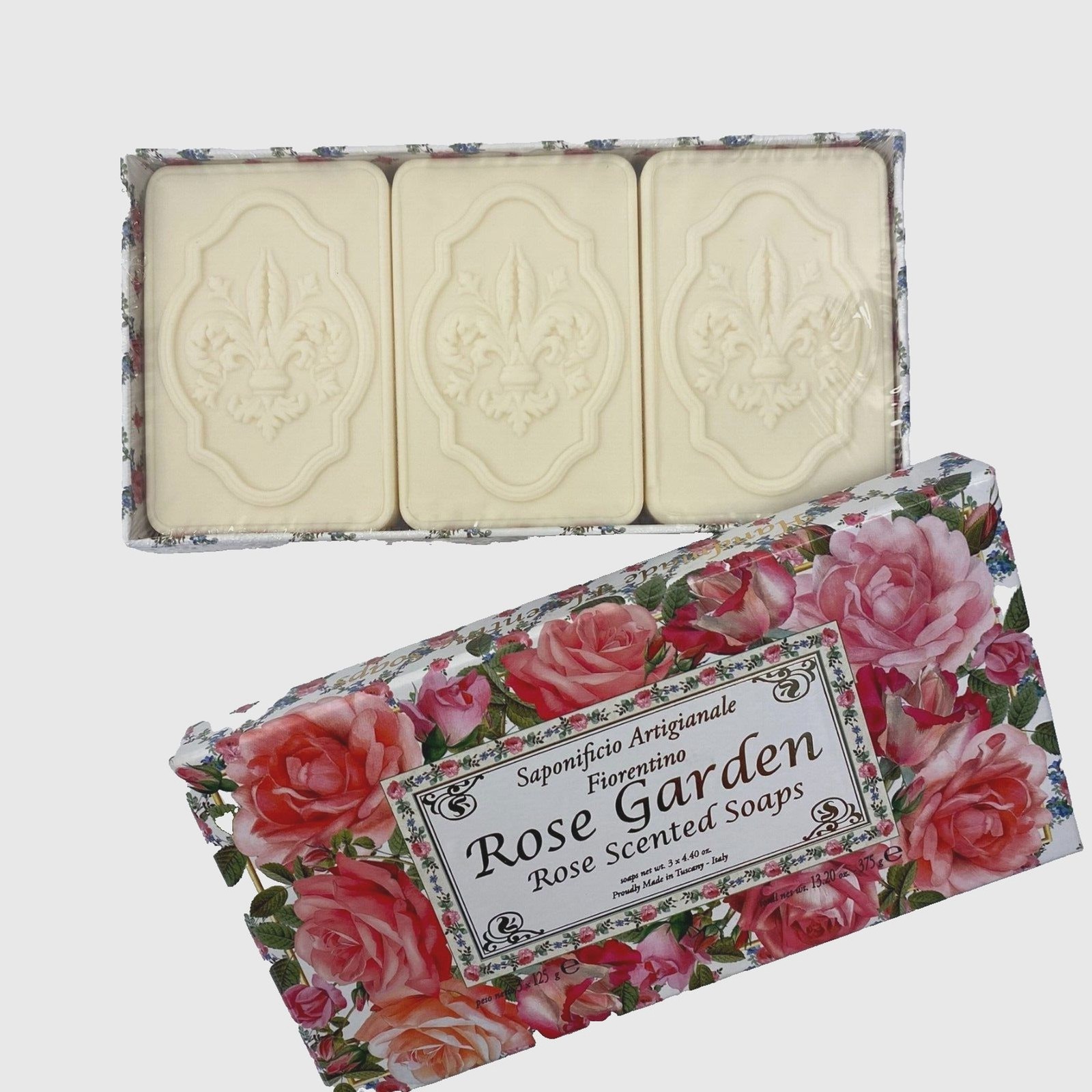 Soap 3 Bar Saponificio Artigianale Fiorentino Rose Garden 4.40 oz Each (13.20oz.
