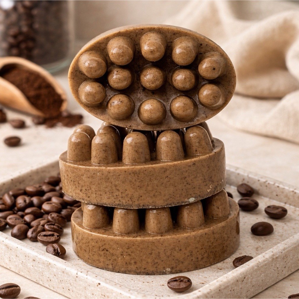 Coffee Exfoliating Oval Body Bar Soap Massage Design for Body & Hands