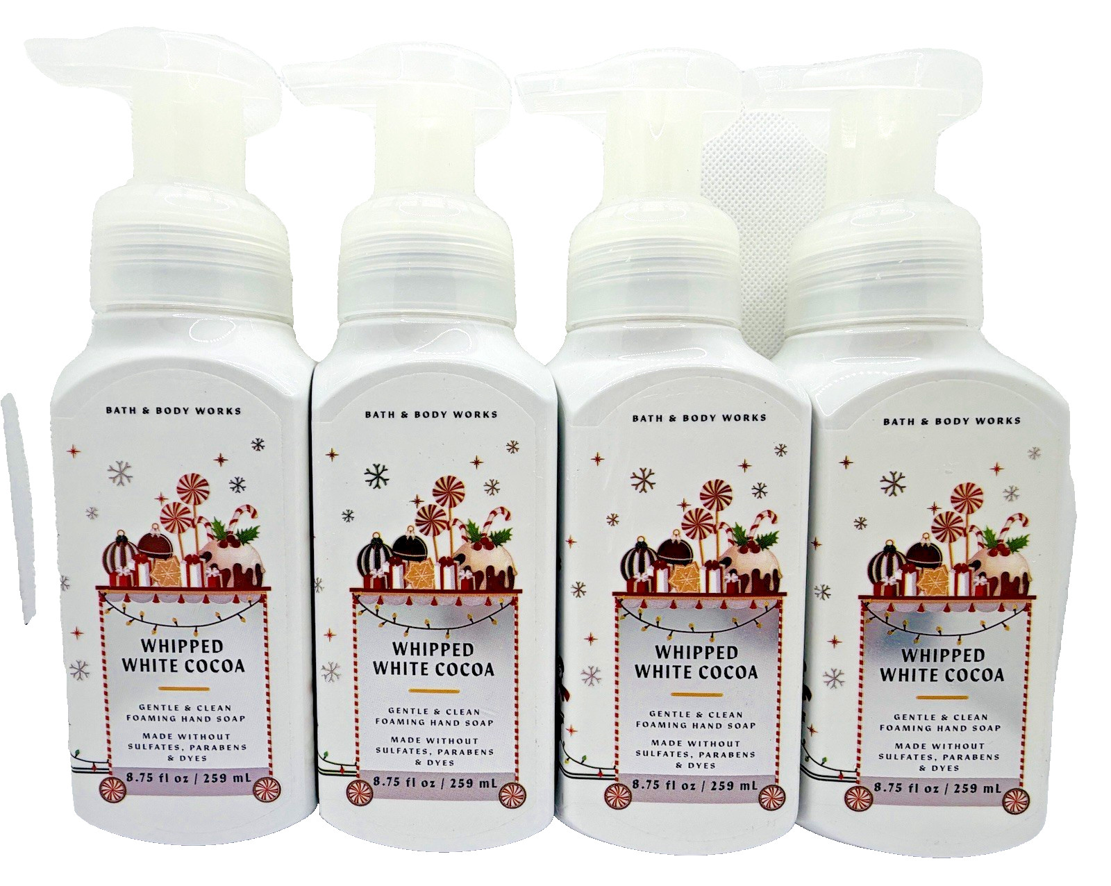 Bath & Body Works Whipped White Cocoa Gentle Foaming Hand Soap 8.75 Oz x4