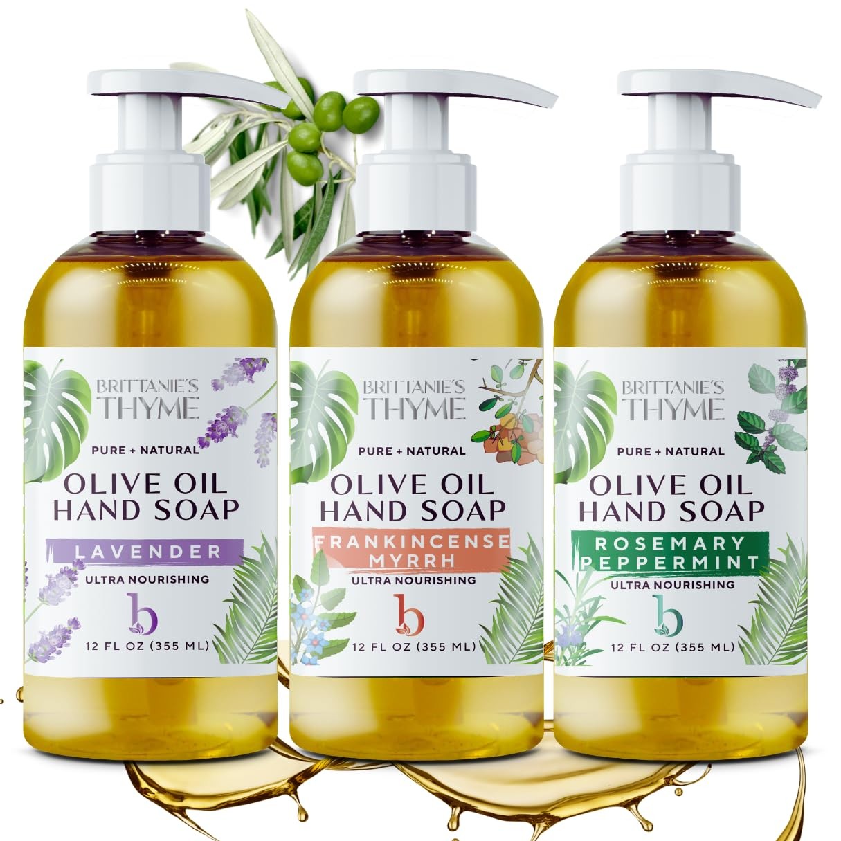 Brittanie’s Pure Castile Liquid Soap Refill, 12 Fl Oz (Pack of 3)