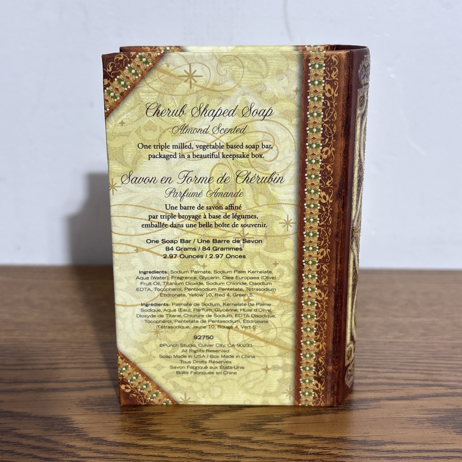Punch Studio Cherub Shaped Almond Soap Bar In A Book Box Glitter Angel & Doves