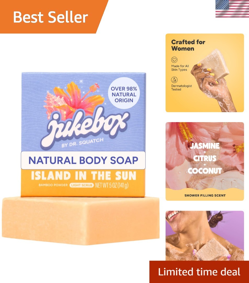 Natural Women’s Bar Soap – Island in the Sun, 5oz Creamy Lather, All Skin Types