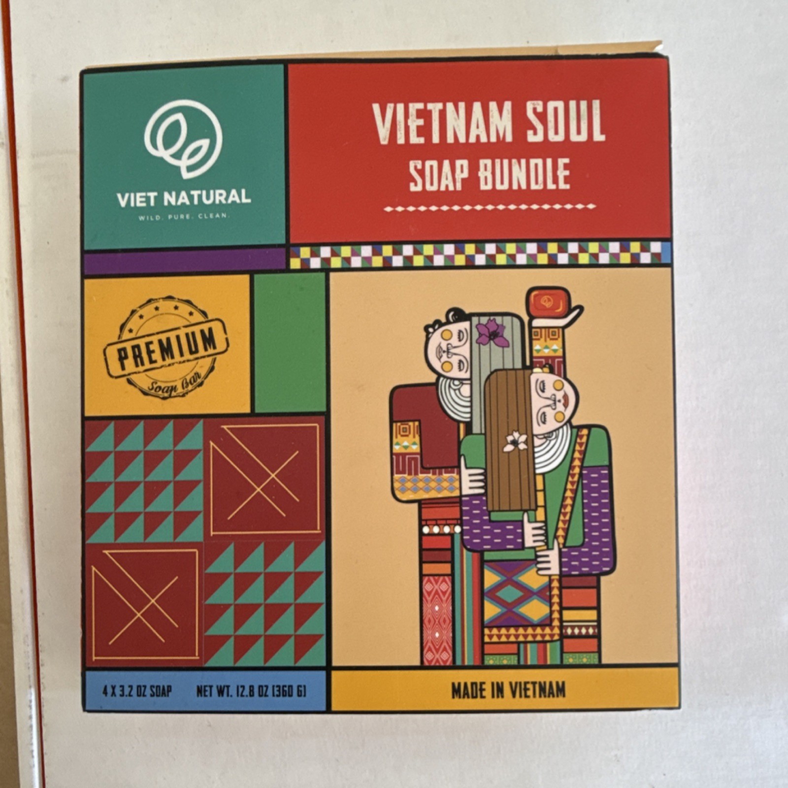 Viet Natural Vietnam Soul Soap Bundle 4 x 3.2 oz Moisturizing Non-Toxic