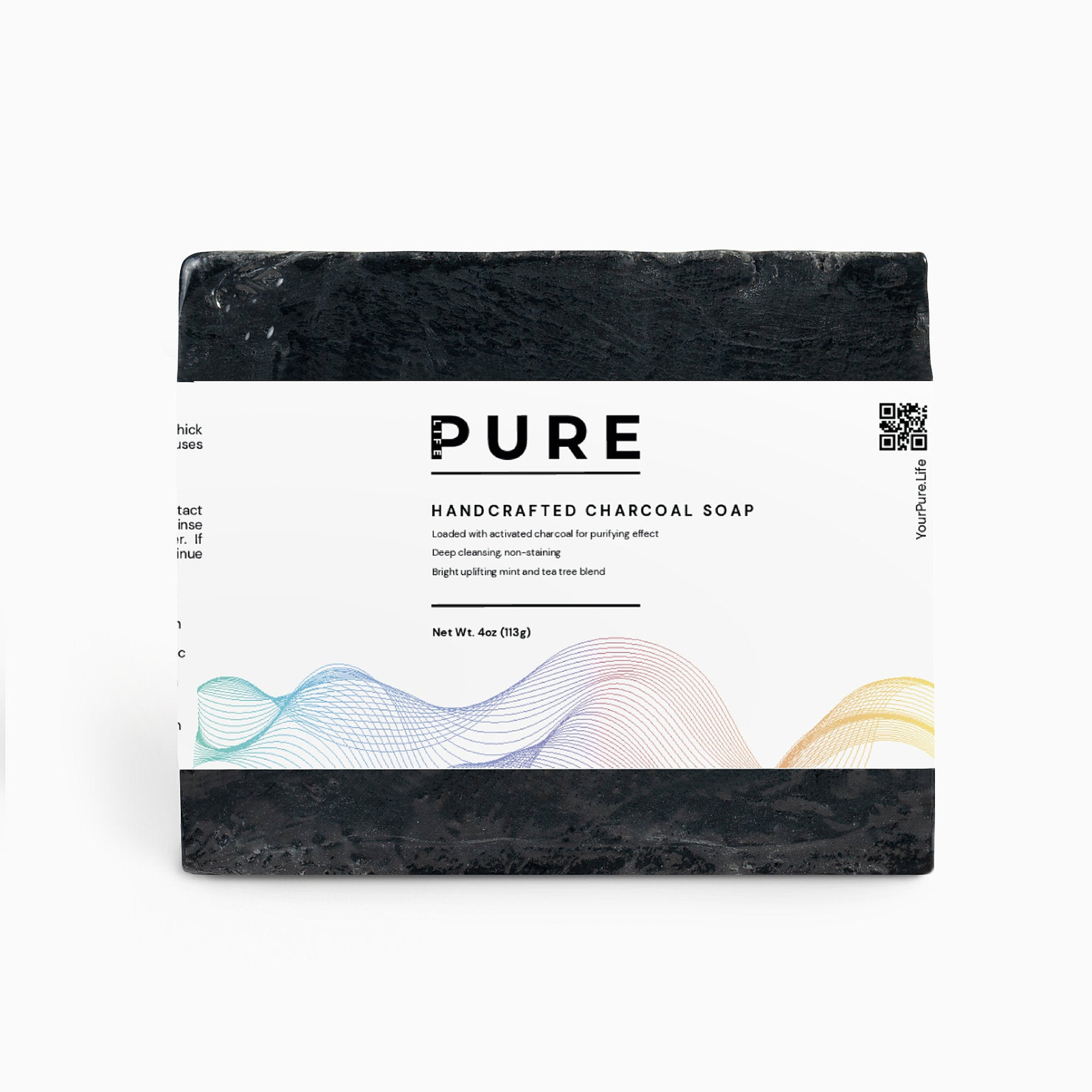 PURE LIFE Handcrafted Activated Charcoal Soap Bar – 4 oz