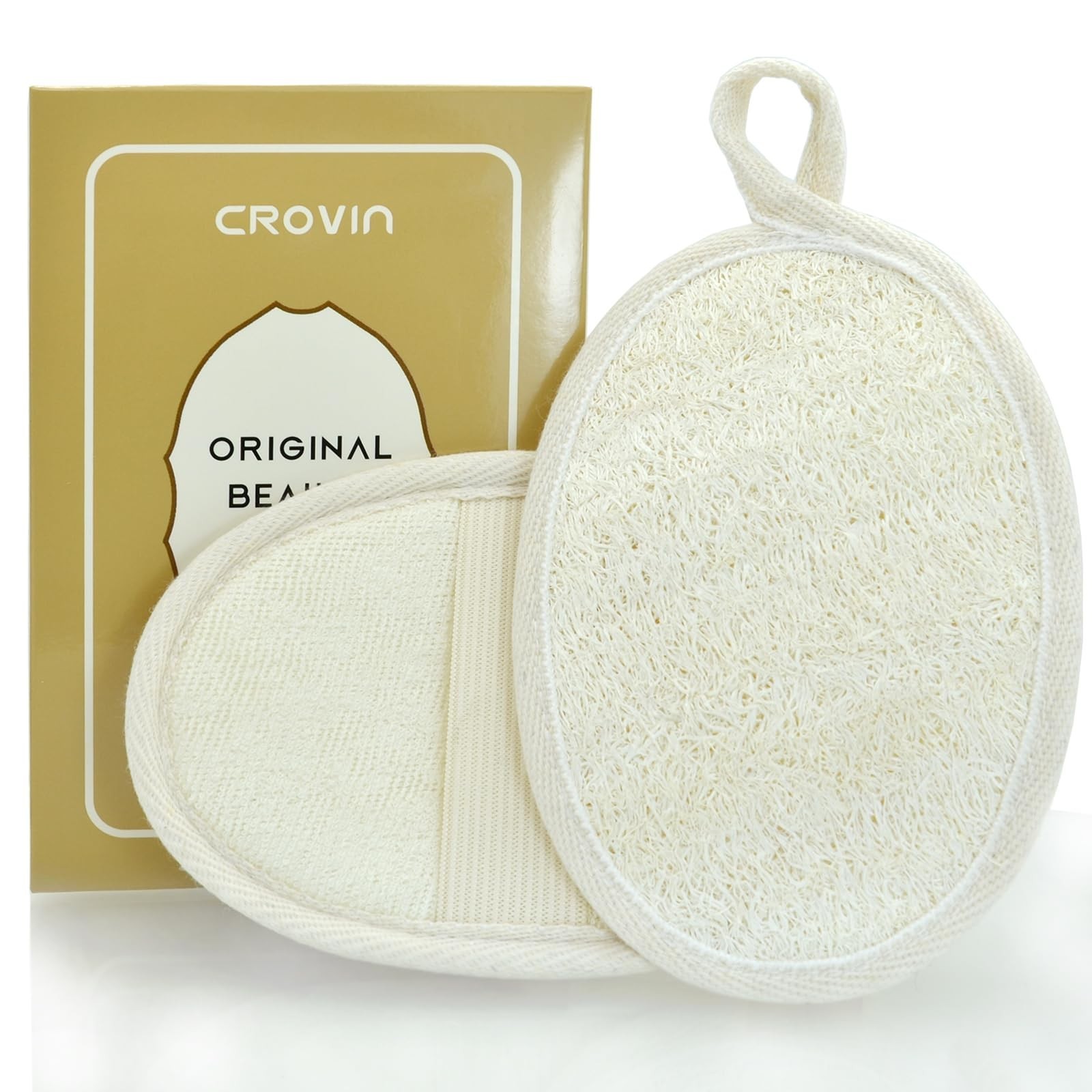 Natural Loofah Exfoliating Body Scrubber, Made with Natural Shower Loofah Spo…
