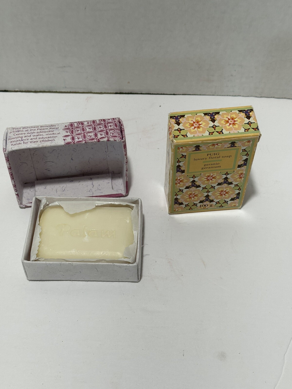 Lot 2 Vintage SOAP PUIG Luxury Floral Geranium & Ten Thousand Villages Lavender