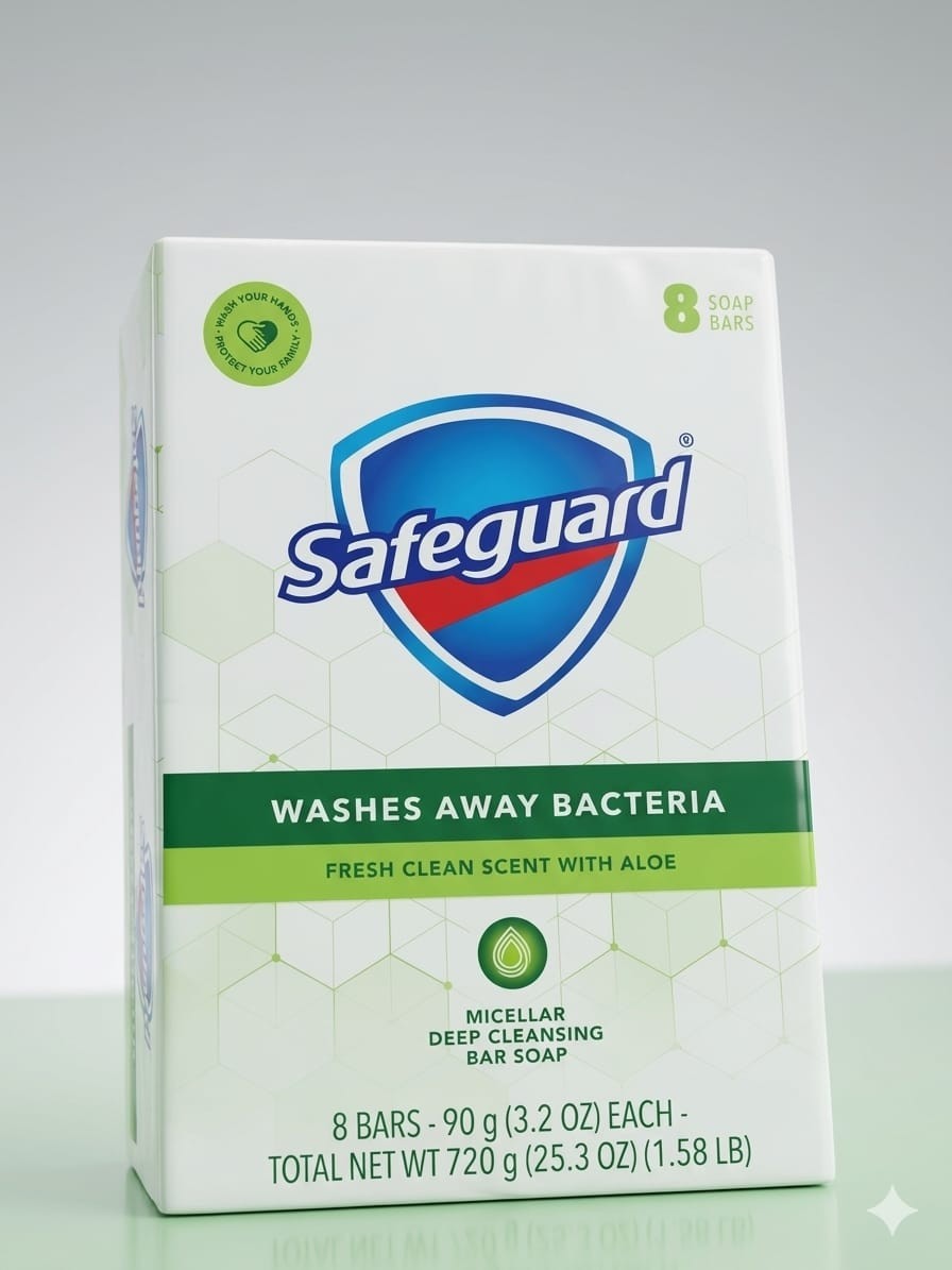 Safeguard Antibacterial Bar Soap Fresh Clean Scent with Aloe 8 Bars 3.2 oz Each