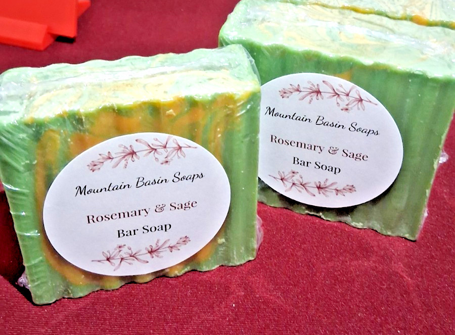Mountain Basin Soaps. Rosemary & Sage, 4 to 4.5 oz bar