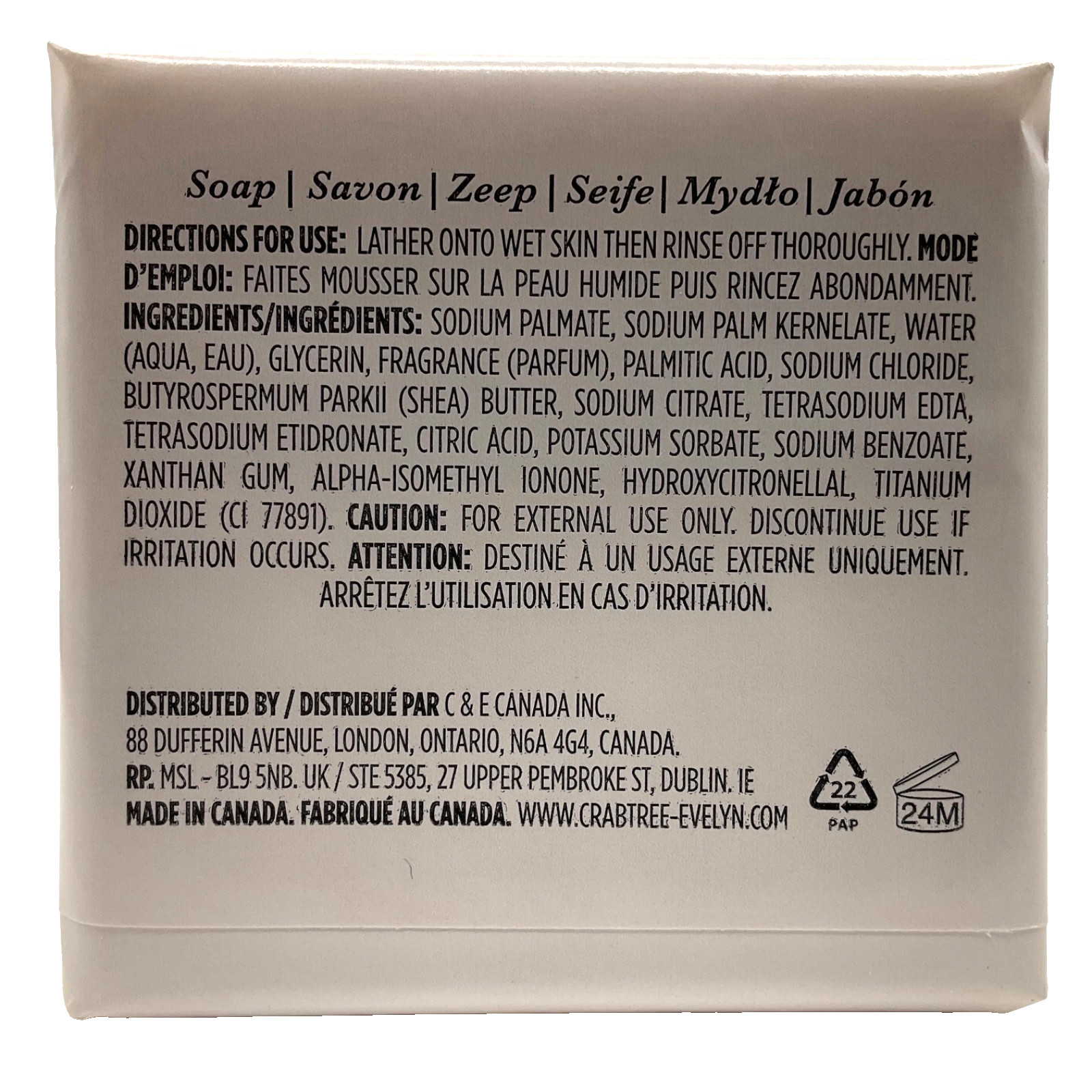 Crabtree & Evelyn Vanilla & Shea Butter Bar Soap Triple Milled 4×3.5oz