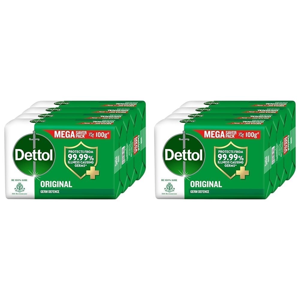 Dettol Original Bathing Soap Bar with 12 HR protective shield | 100g – Pack of 8