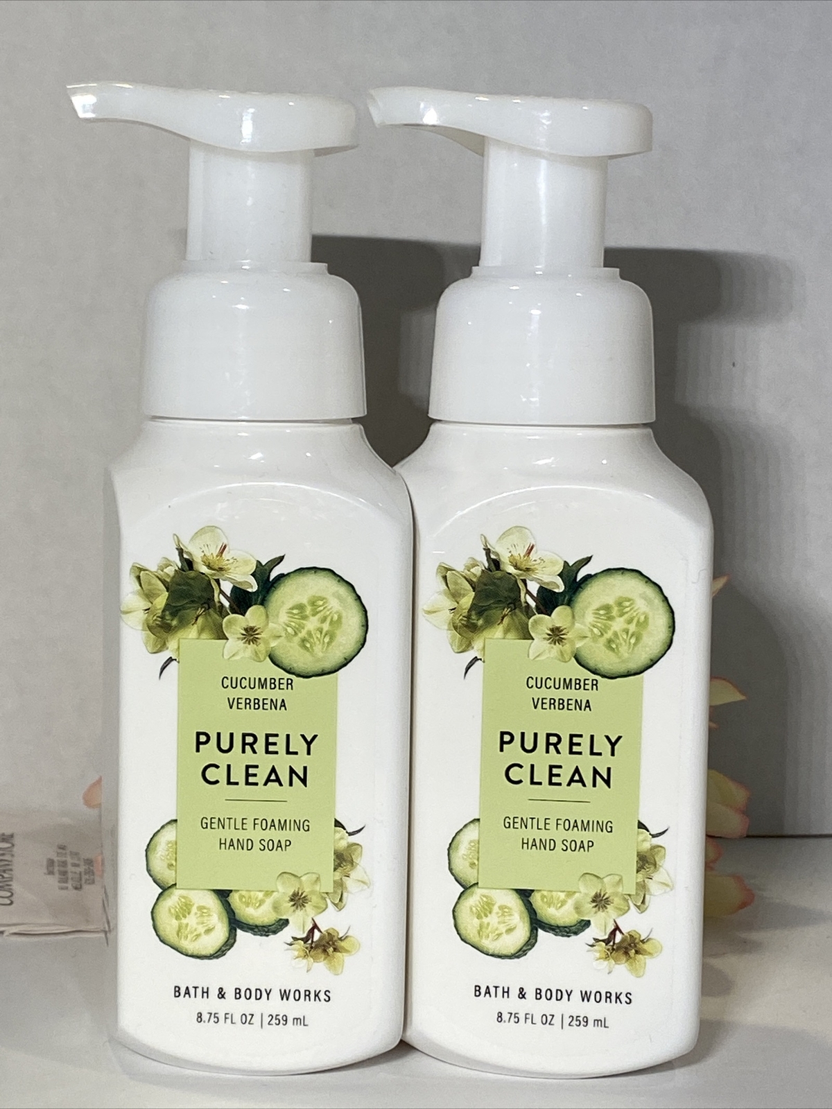Bath & Body Works Foaming Hand Soap Lot Set of 2 PURELY CLEAN CUCUMBER VERBENA