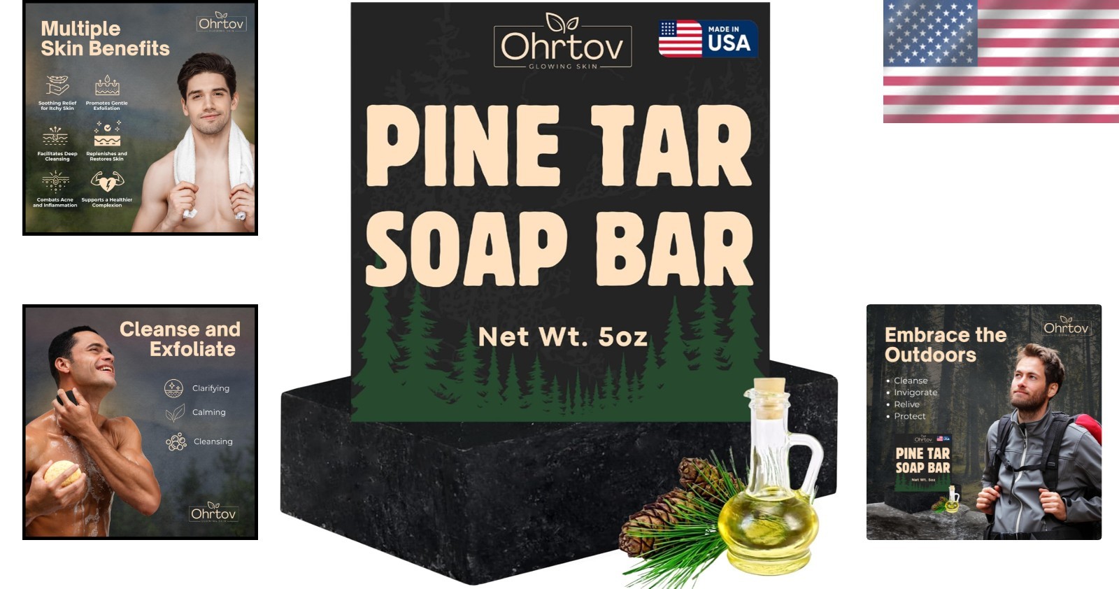 Earth-Based Pine Tar Soap – Cleansing Bar for Acne, Psoriasis & Skin Health