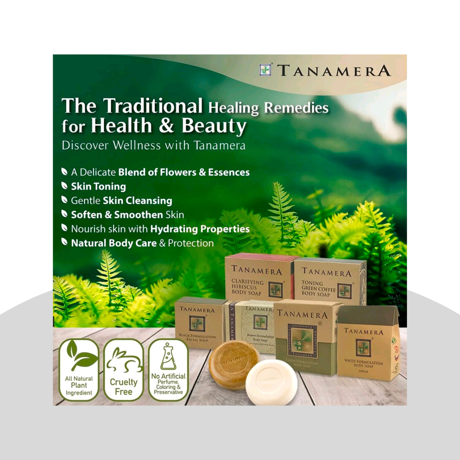 TANAMERA Natural Herbal Body & Face Scrub Soap Clear Skin & Remove Oil Anti Acne