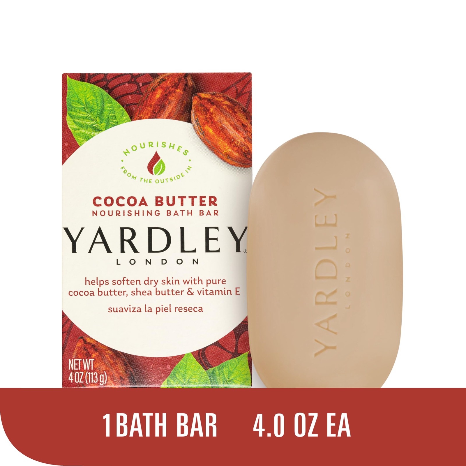 Yardley London Nourishing Bath Soap Bar Cocoa Butter Shea Butter & Vitamin E