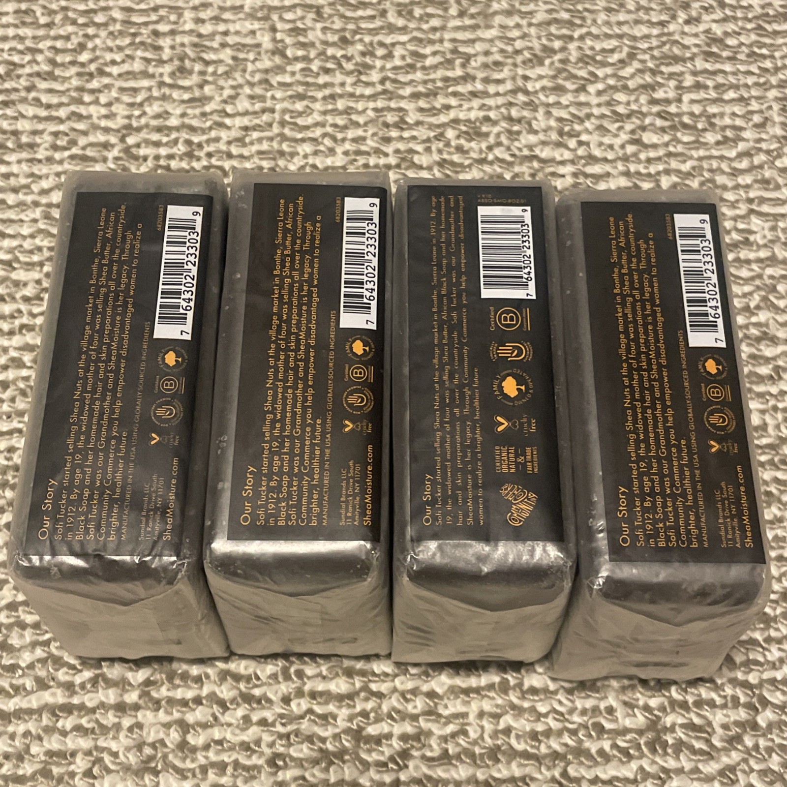 (4) Shea Moisture African Black Soap W/ Shea Butter For Troubled Skin 8 oz