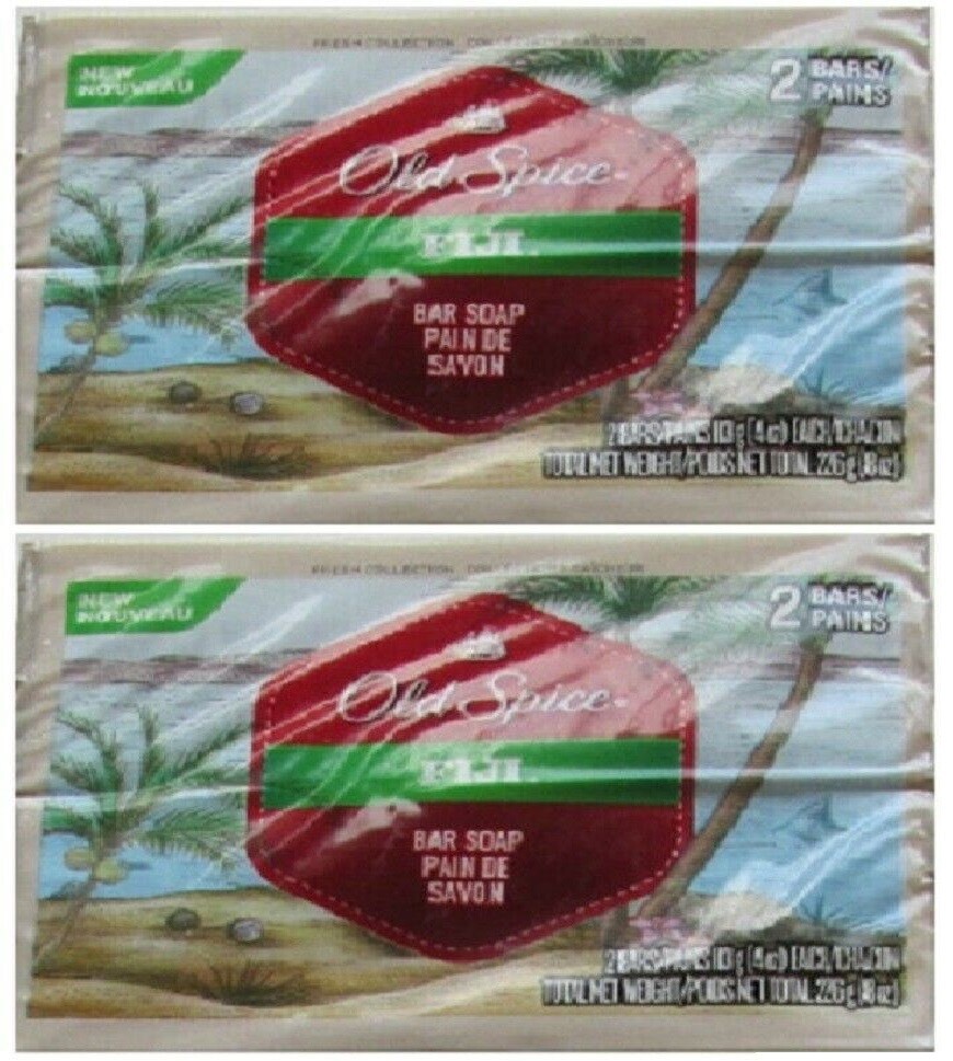 4 OLD SPICE FIJI BAR SOAP WASH SHOWER FRESH BATH CLEANSER FREE SHIPPING USA NEW