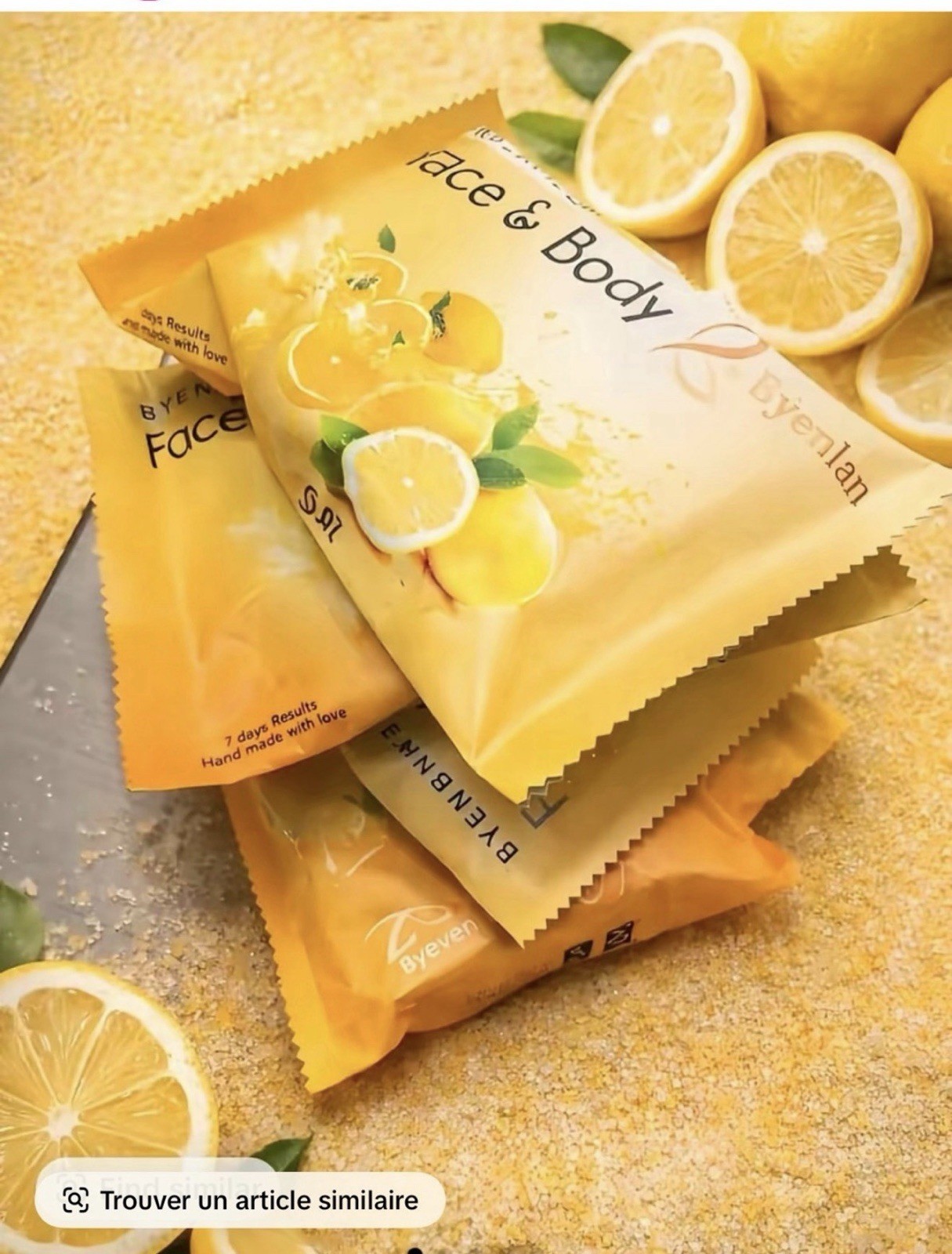 Byenblan Handmade Lemon Face & Body Soap Bar, Yellow Rectangular, 4 oz