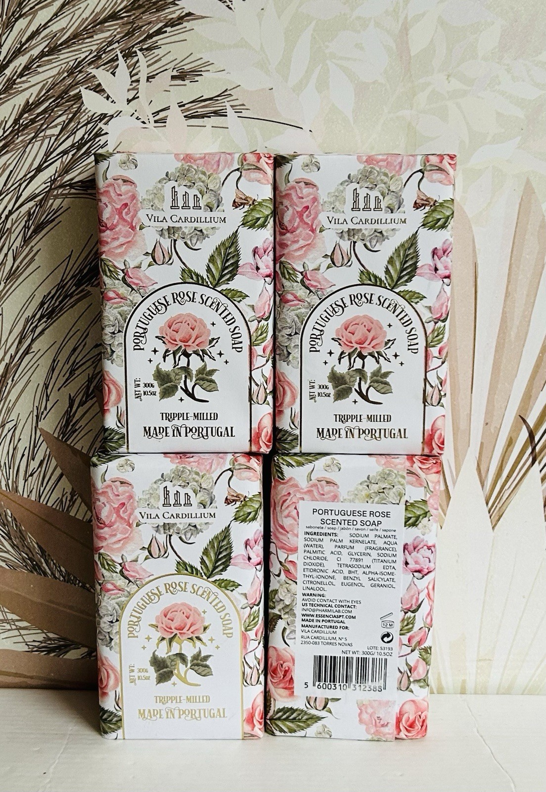 4-Pack Vila Cardillium ~ Rose & Wild Poppy Scented Bar Soap 10.5 oz Each