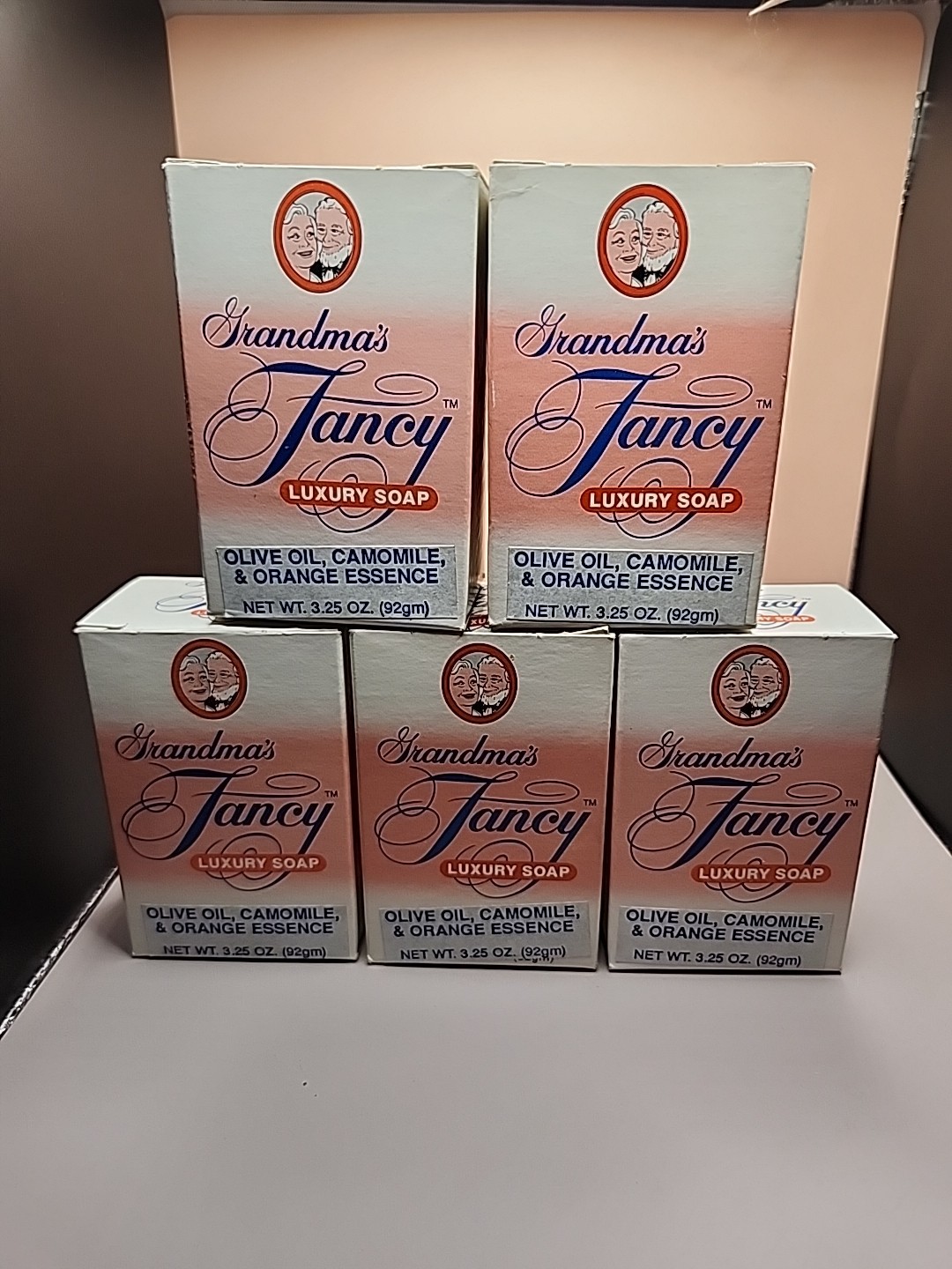Lot of 5 Grandma’s Fancy Luxury Soap – Olive Oil, Camomile & Orange – 3.25oz NEW