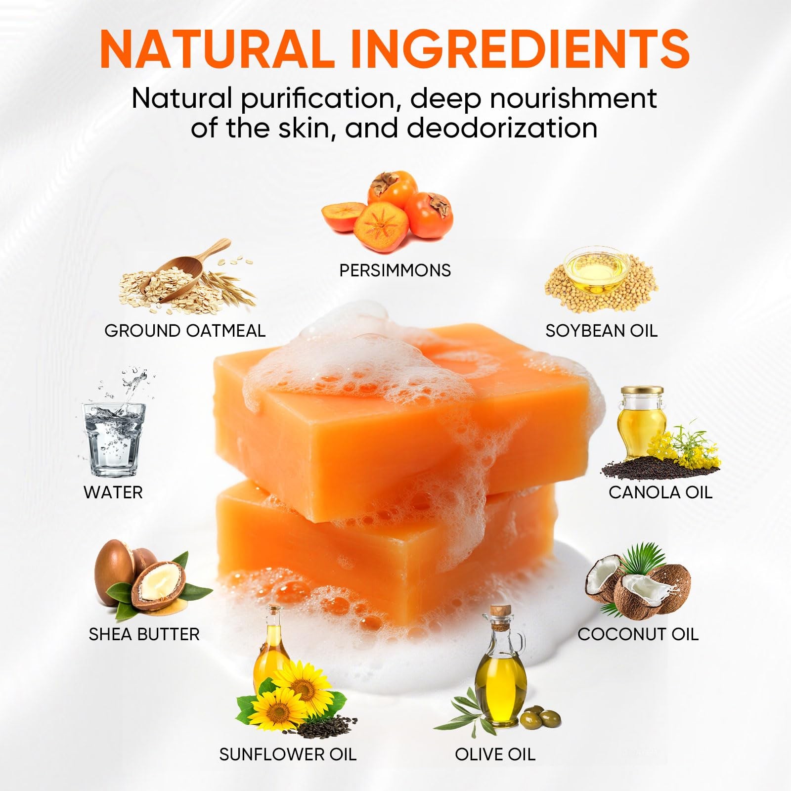 RYH 2 PCS Persimmon Soap Bar for Body Odor 1.5 Ounce (Pack of 2)