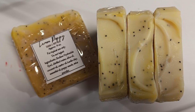 Lemon Poppy Seed Soap | Cold Process Essential Oil Bar | Handmade