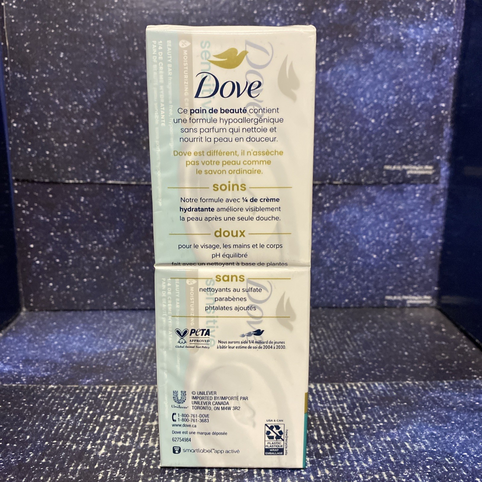 Dove Beauty Bar Bath Soap Sensitive Unscented Hypoallergenic , 3.75 oz 8 Bars