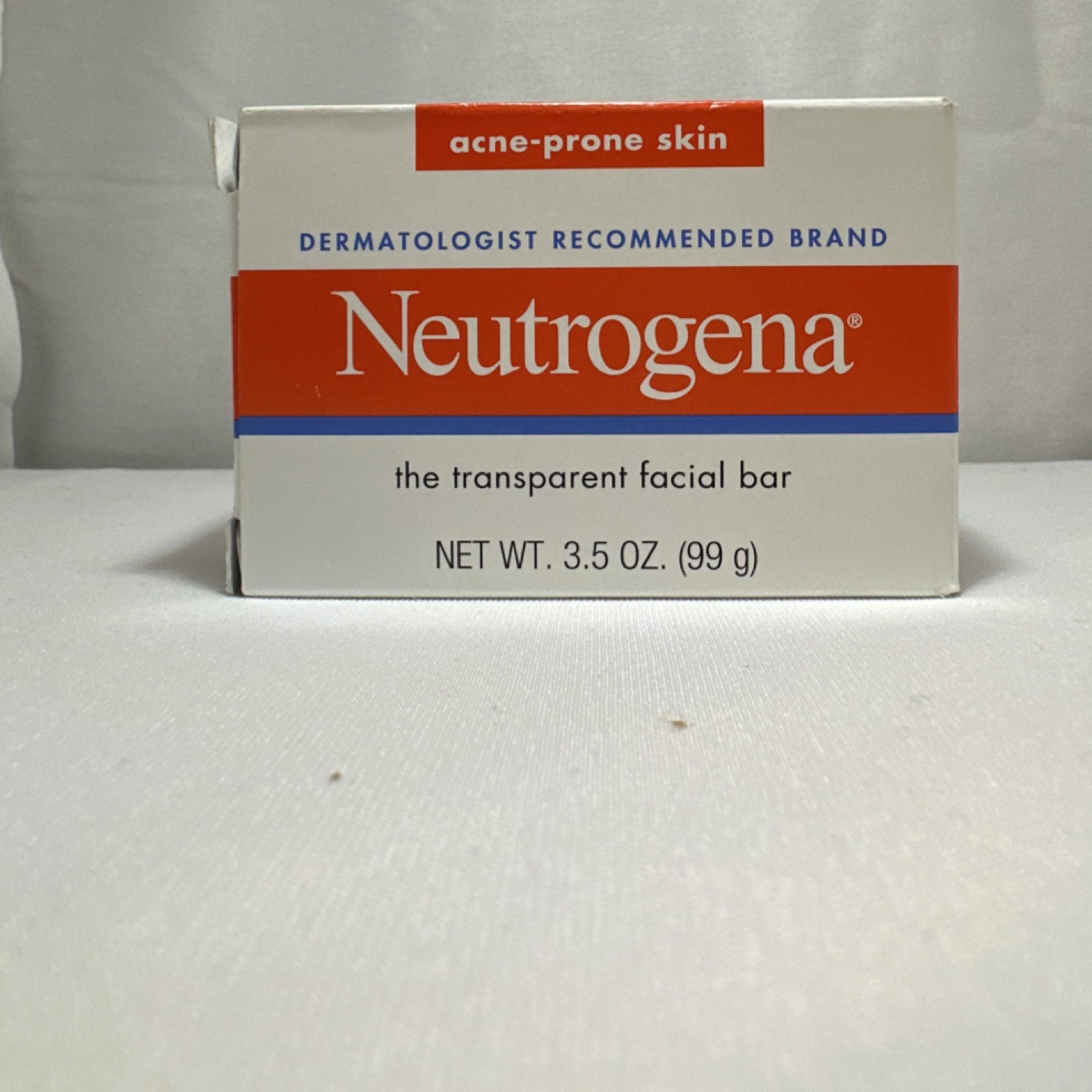 Neutrogena Transparent Facial Bar Soap Non-Comedogenic Acne-Prone Skin 3.5 oz