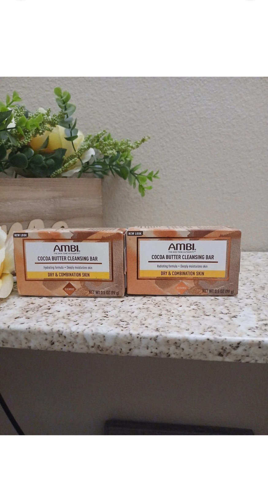 New AMBI Cocoa Butter Bar Soap, 3.5 oz (2 pack) Free Shipping