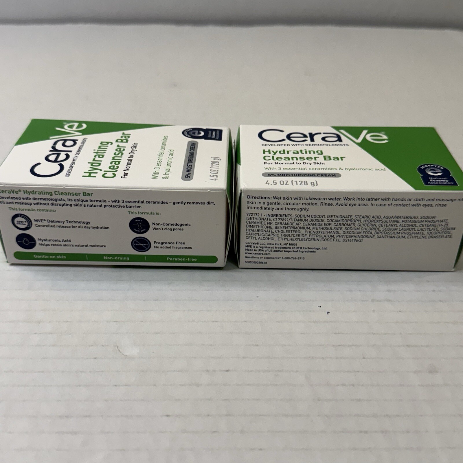 Cerave Hydrating Cleanser Cleansing Bars 4.5 oz Each Normal To Dry Skin Lot of 2