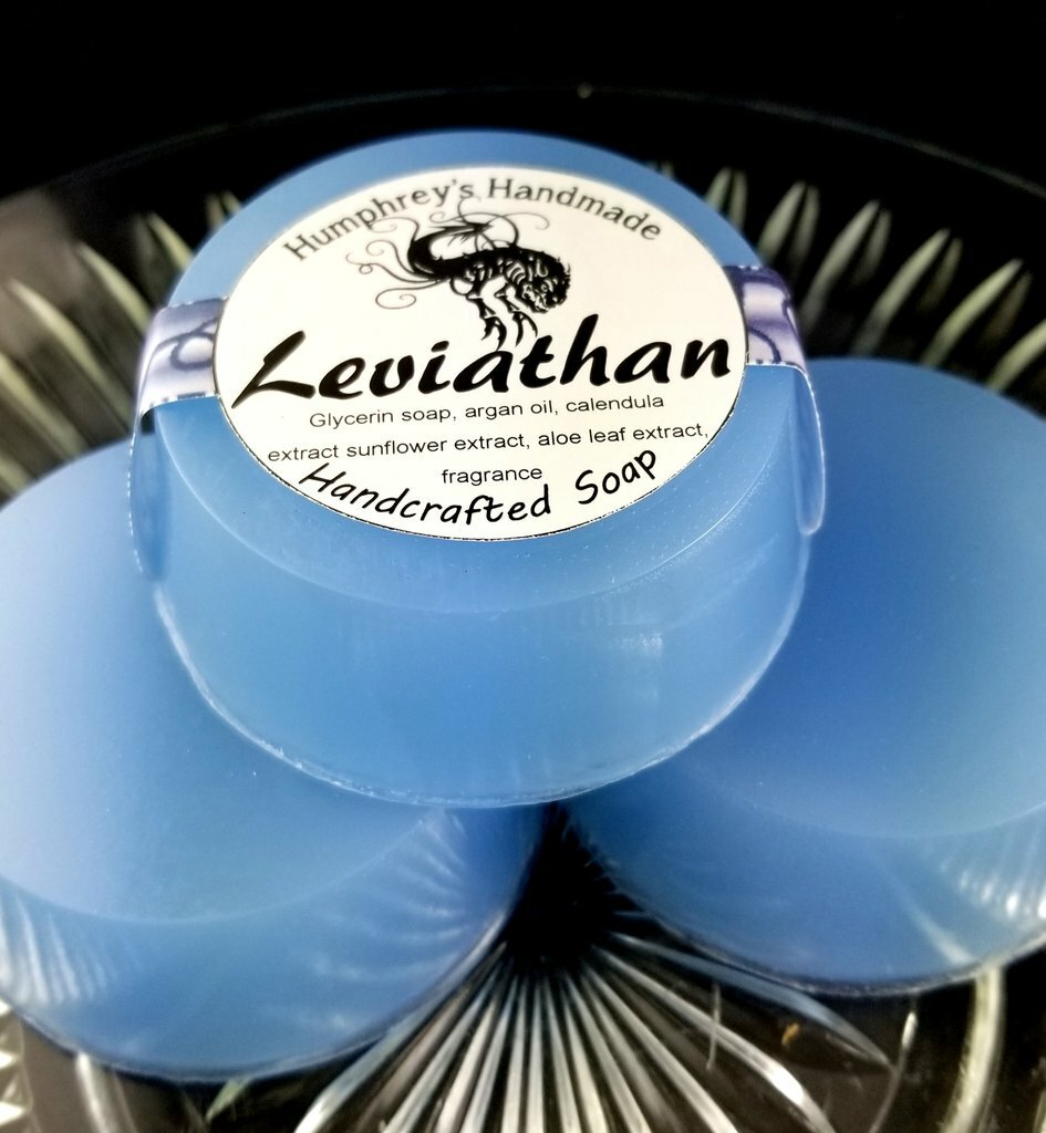 Mens LEVIATHAN Oud and Ocean Scent Shave Soap, Puck Beard Wash Bar USA Made Musk